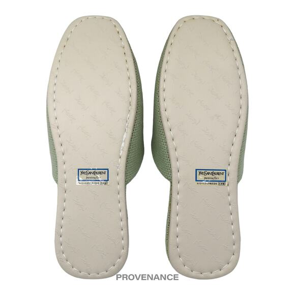 🔴 Yves Saint Laurent YSL Logo Slipper - Powder Green Canvas - Picture 6 of 6